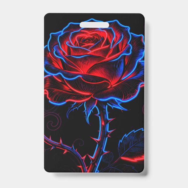 Neon-Rot-Blau-Rose-Glow-Abzeichen Ausweis (Vorderseite)