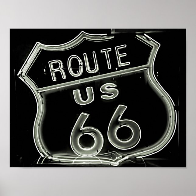 Neon "Route 66" Foto Poster (Vorne)