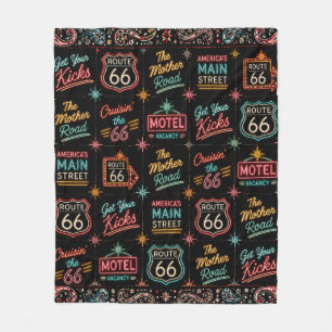 Neon Route 66 Roadtrip-Komfort Fleecedecke