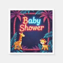 Neon Safari Baby Dusche Napkins