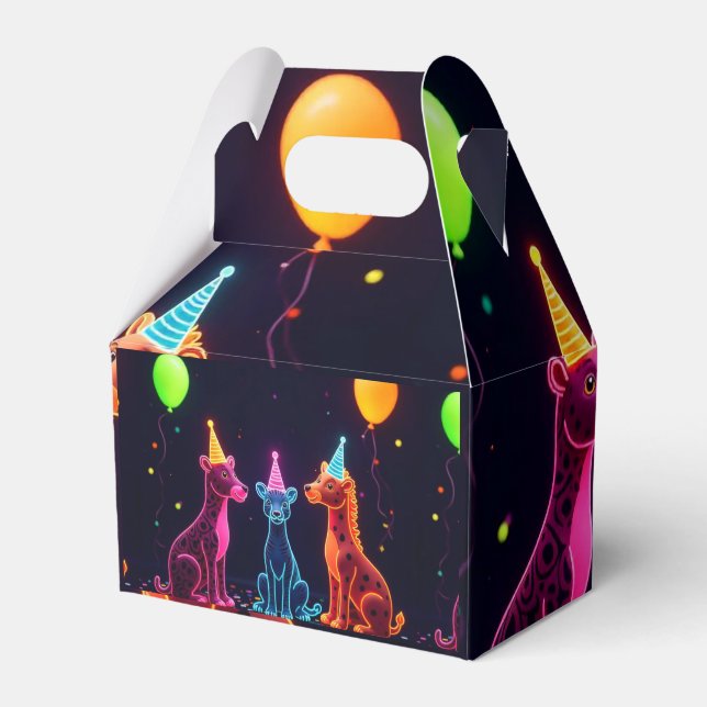 Neon Safari Gastgeschenk Box Geschenkschachtel (Vorderseite)