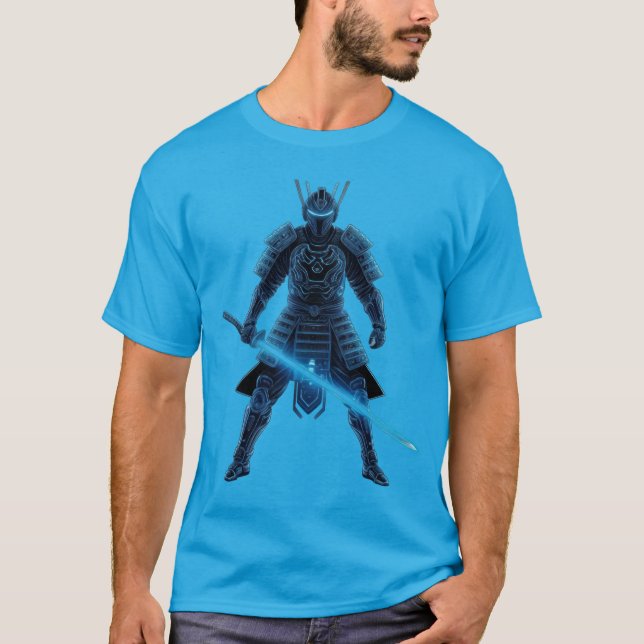 Neon Samurai: Cyber-Krieger T-Shirt (Vorderseite)