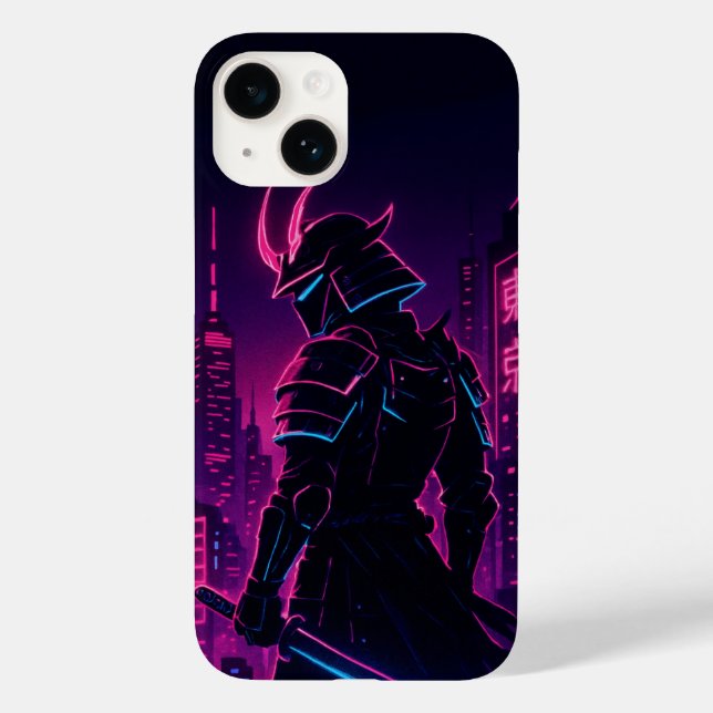 Neon Samurai Cyberpunk iPhone Case (Rückseite)