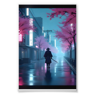 Neon-Samurai-Nächte – Cyberpunk-Tokio-Anime-Poster Fotodruck
