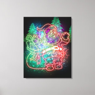 Neon Santa Claus Leinwanddruck