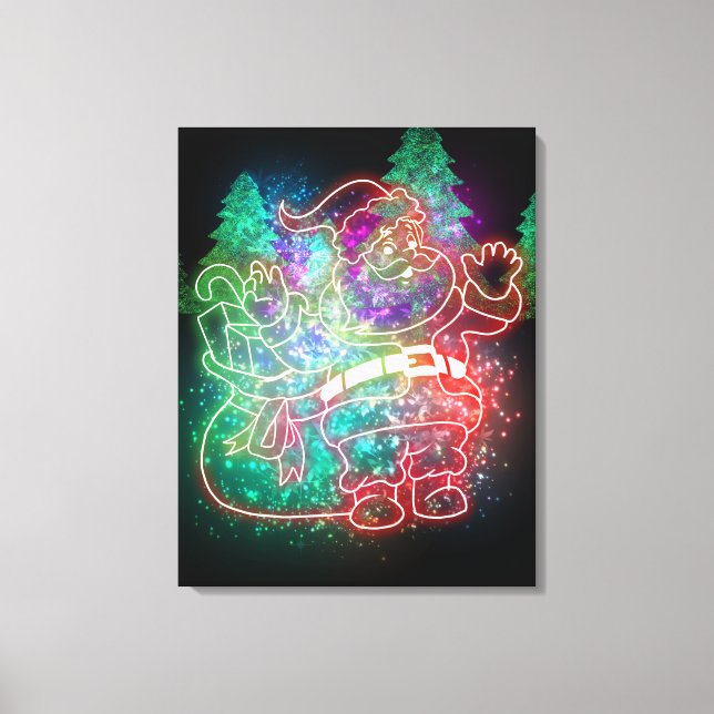 Neon Santa Claus Leinwanddruck (Vorderseite)