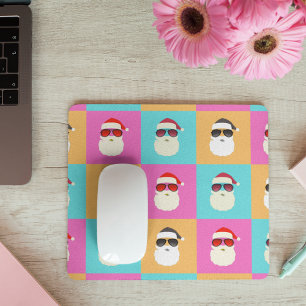 Neon Santa mit Sonnenbrille Cooles Muster Mousepad