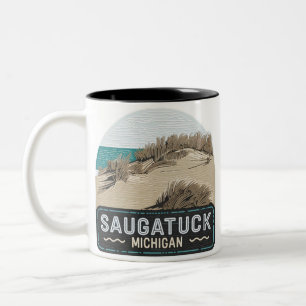 Neon Saugatuck Michigan Sanddünen Zweifarbige Tasse