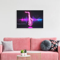 Neon-Saxophon-Glow – futuristische Musik-Wandkunst