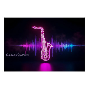 Neon-Saxophon-Glow – futuristische Musik-Wandkunst Poster