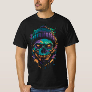 Neon-Schädel: Graffiti-Glow T-Shirt