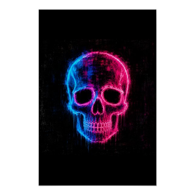 Neon-Schädel-Kunst Poster (Vorderseite)