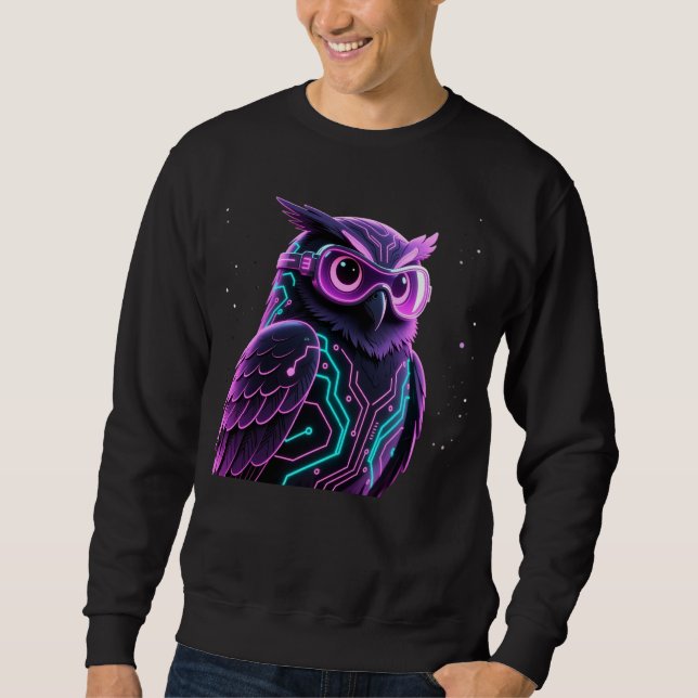 Neon-Schaltkreis-Eule Sweatshirt (Vorderseite)