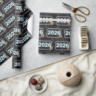 Neon-Schild auf Ziegel für 2026 Geschenkpapier