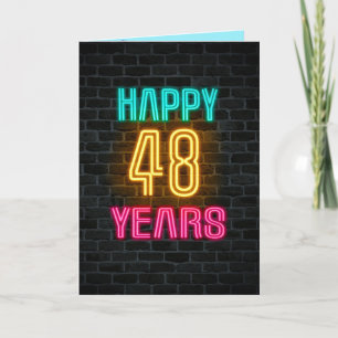 Neon-Schild für 48. Geburtstag Karte