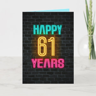 Neon-Schild für 61. Geburtstag Karte
