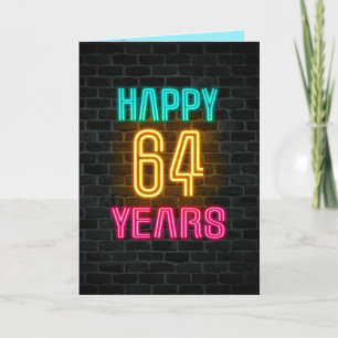 Neon-Schild für 64. Geburtstag Karte