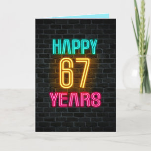 Neon-Schild für 67. Geburtstag Karte