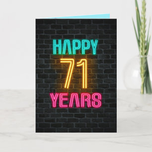 Neon-Schild für 71. Geburtstag Karte