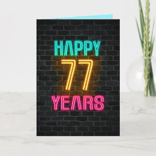 Neon-Schild für 77. Geburtstag Karte