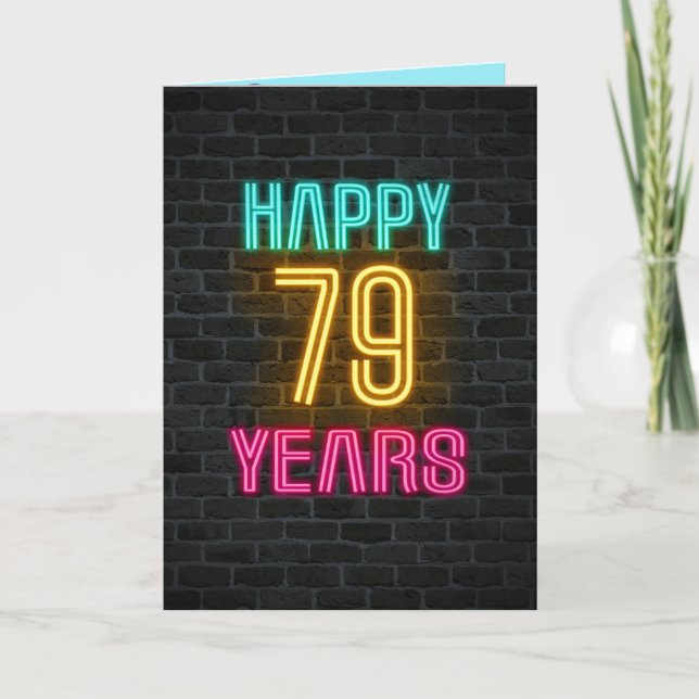 Neon-Schild für 79. Geburtstag Karte (Vorderseite)