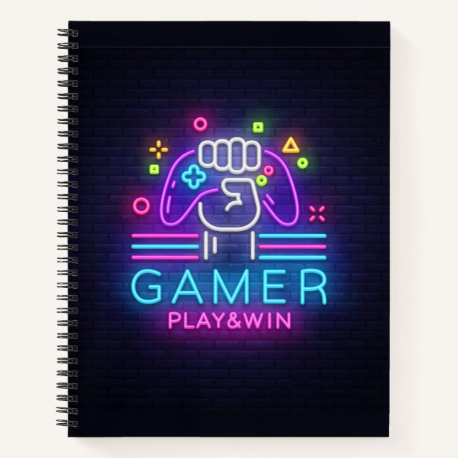 Neon-Schild-Gamer Notizbuch (Vorderseite)