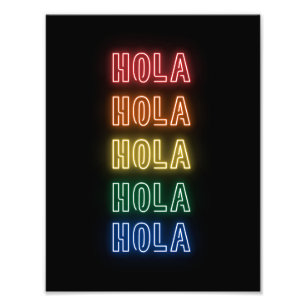 Neon-Schild im Stil Hola Wiederholender Regenbogen Fotodruck