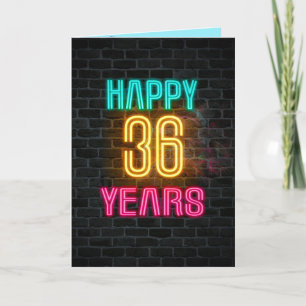 Neon-Schild zum 36. Geburtstag Karte