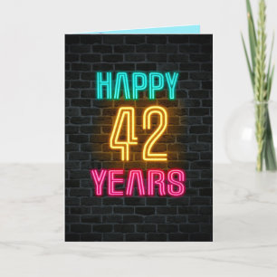 Neon-Schild zum 42. Geburtstag Karte