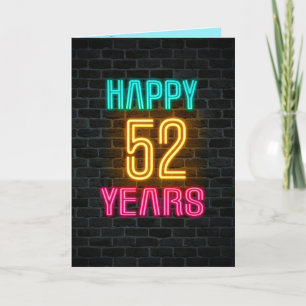 Neon-Schild zum 52. Geburtstag Karte