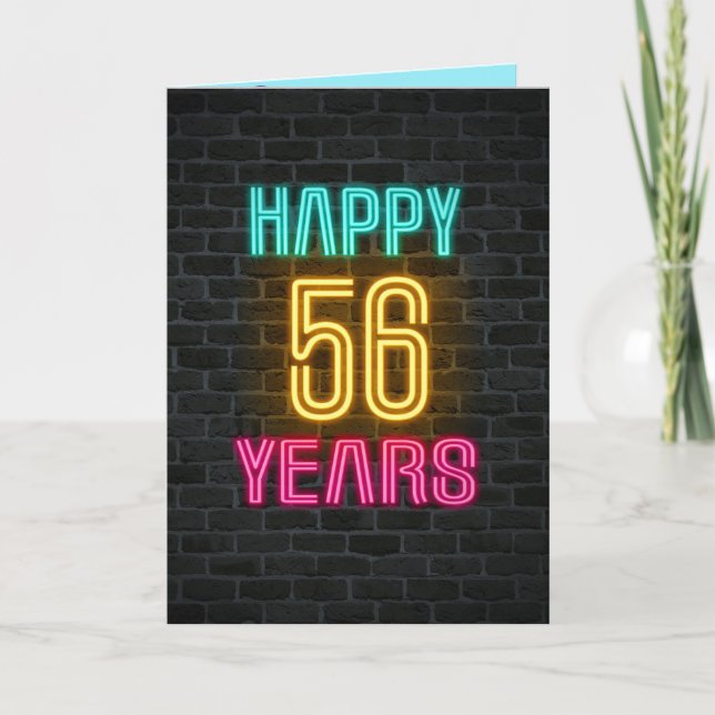 Neon-Schild zum 56. Geburtstag Karte (Vorderseite)