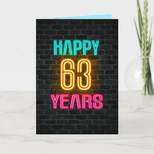 Neon-Schild zum 63. Geburtstag Karte