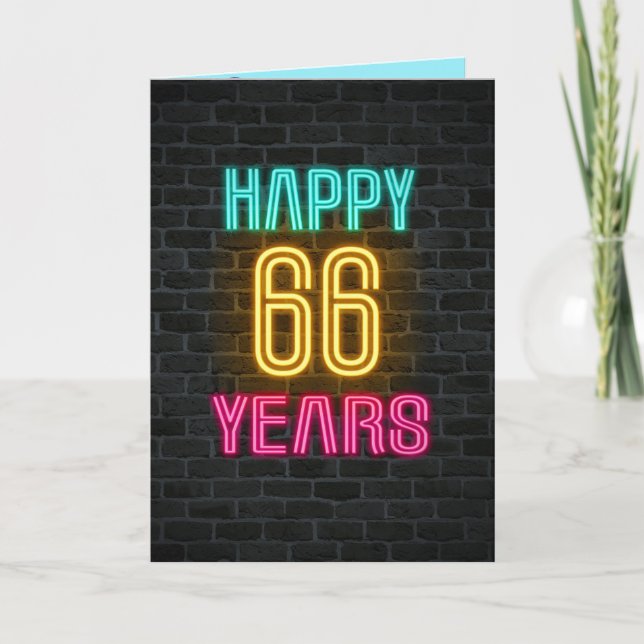 Neon-Schild zum 66. Geburtstag Karte (Vorderseite)