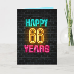 Neon-Schild zum 66. Geburtstag Karte