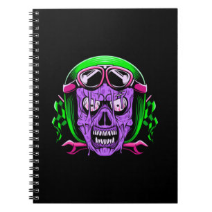 Neon-Schmelz-Zombie-Reiter-Schädel Notizblock