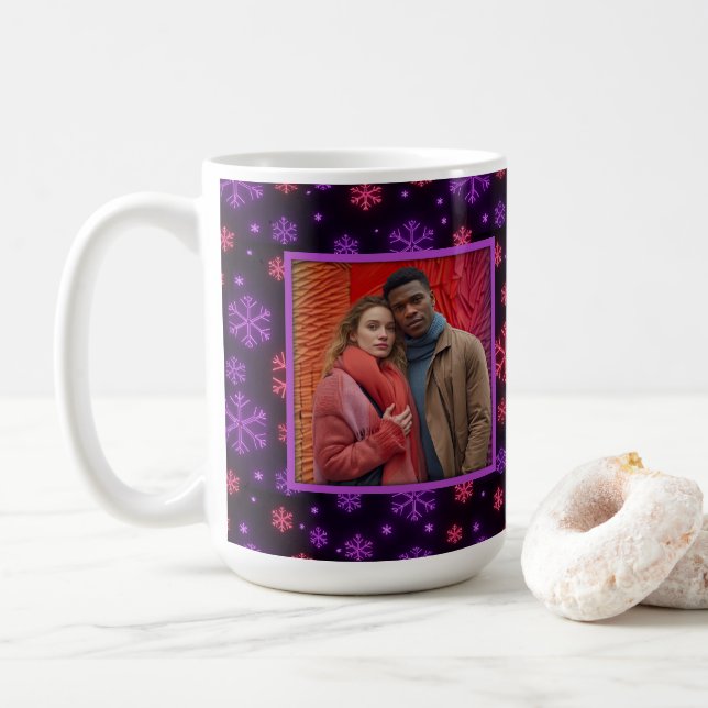 Neon-Schneeflocken Kaffeetasse (Mit Donut)