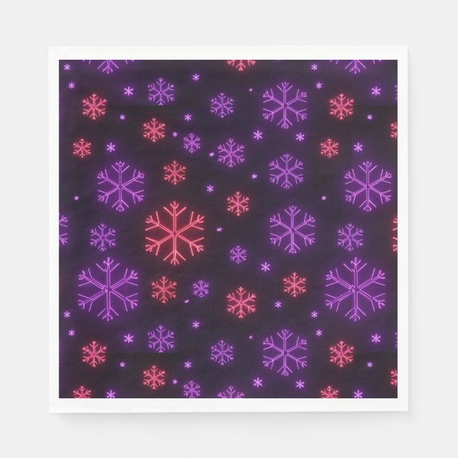 Neon-Schneeflocken Serviette (Vorderseite)