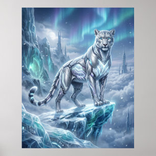 Neon-Schneeleopard-Gletscherspitze Poster