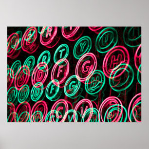 Neon-Schreibmaschinenschlüssel nah Poster