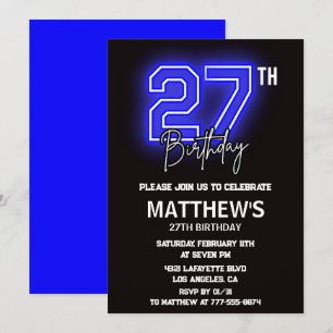 Neon-Schwarz Einladungen zum 27. Geburtstag Männer