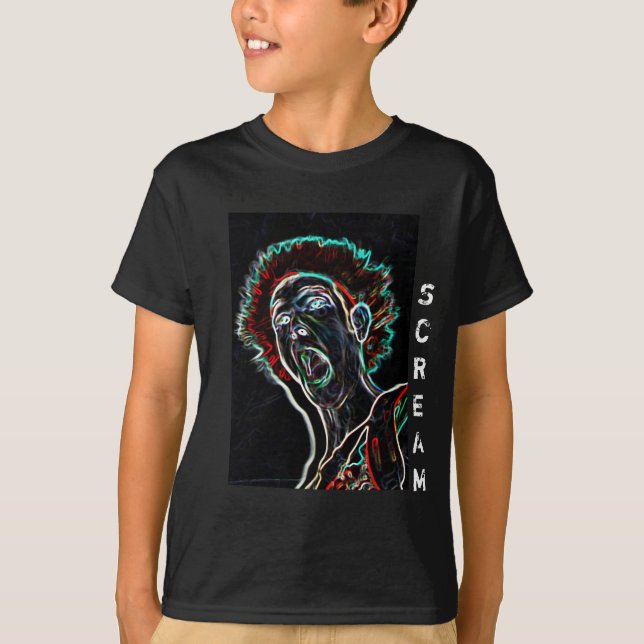 Neon Scream Face Kinderhemd T-Shirt (Vorderseite)