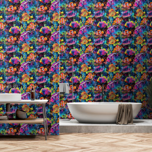 Neon Sea Life Pattern Tapete