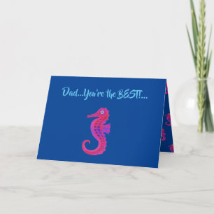 Neon Seahorse Father’s Day Karte