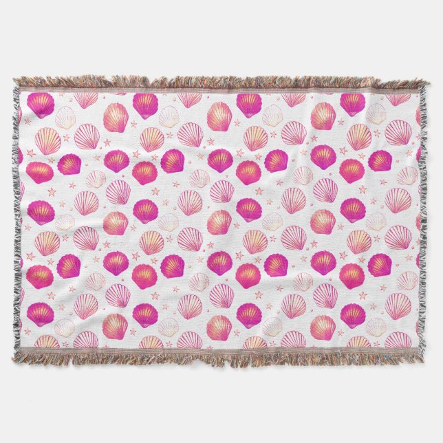 Neon Seashells - Nahtloses Küstenmuster Decke (Vorderseite)