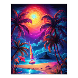 Neon Seaside Beacon 2 Fotodruck