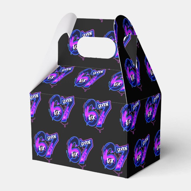 Neon Sechs Sieben Geburtstagsgeschenkbox Geschenkschachtel (Vorderseite)