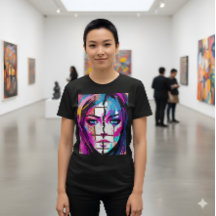 Neon-Seele | Abstrakte Pop-Art-Porträt-T-Shirt