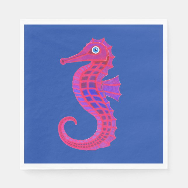 Neon-Seepferd-Papierservietten Serviette (Vorderseite)