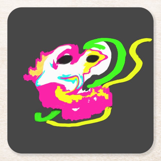 Neon-Seepferdchen-Felsen Rechteckiger Pappuntersetzer (Vorderseite)