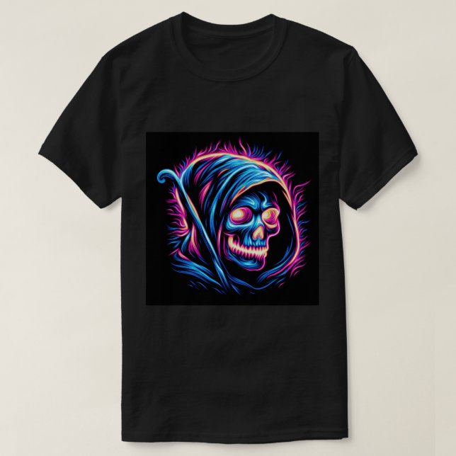 Neon Sensenmann Glow - Skull T - Shirt (Design vorne)